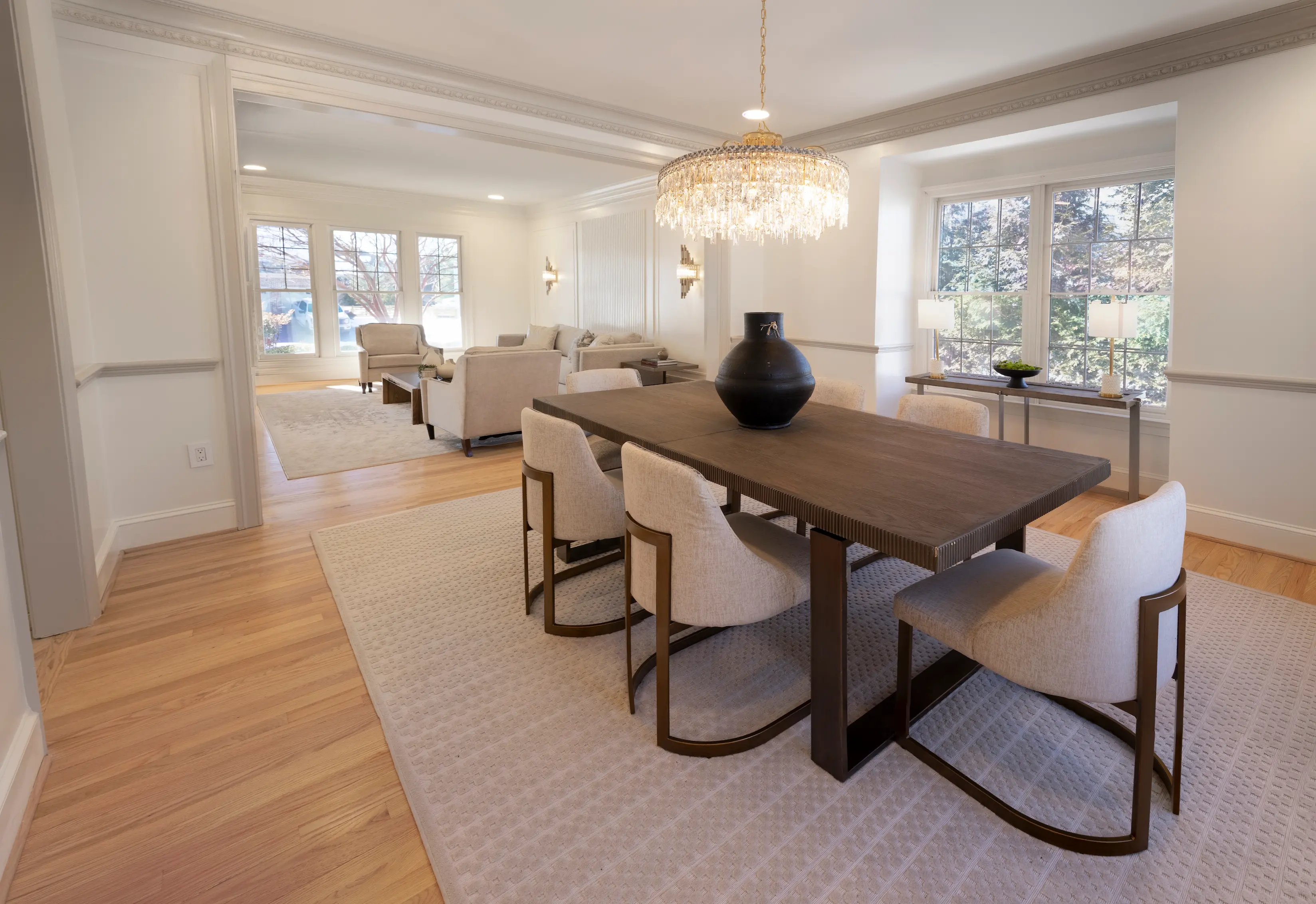 Renovated dining room with custom millwork